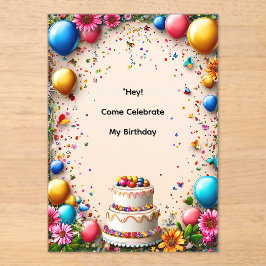 Colorful Birthday Celebration Frame Acryleinladungen
