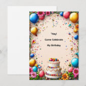Colorful Birthday Celebration Frame Einladung (Vorne/Hinten)