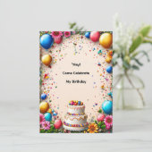 Colorful Birthday Celebration Frame Einladung (Stehend Vorderseite)