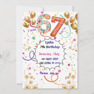 Colorful Birthday Invitation for Girls a d kids  Einladung
