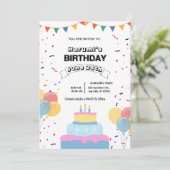 Colorful Birthday Party Invitation Dankeskarte (Stehend Vorderseite)