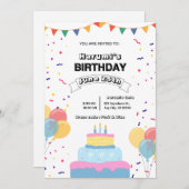 Colorful Birthday Party Invitation Dankeskarte (Vorne/Hinten)