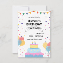 Colorful Birthday Party Invitation Dankeskarte