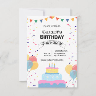 Colorful Birthday Party Invitation Einladung