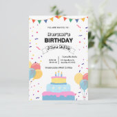 Colorful Birthday Party Invitation Einladung (Stehend Vorderseite)