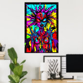 Colorful bizarre demon portrait | AI Art Poster (Heimbüro)