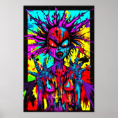 Colorful bizarre demon portrait | AI Art Poster (Vorne)