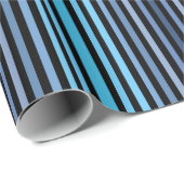 Colorful Black Blue Winter Spring Summer Stripes Geschenkpapier (Rolleneckpunkt)