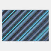 Colorful Black Blue Winter Spring Summer Stripes Geschenkpapier Set (Vorderseite 2)