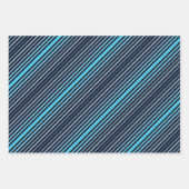 Colorful Black Blue Winter Spring Summer Stripes Geschenkpapier Set (Vorderseite)