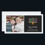 Colorful Black Menorah Hanukkah Feiertagskarte<br><div class="desc">Here's hat Grafik Look for a Hanukkah Fotocard gemacht. A colorful menorah highlights a striped light blue panel with your special message underneath. Add hat Foto und Customize the text as you like. Schluckbar in alternate colors with matching products.  



 



 


KOM</div>