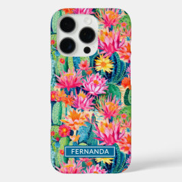 Colorful Blooming Cacti Personalized iPhone 16 Pro Hülle