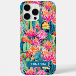 Colorful Blooming Cacti Personalized iPhone 16 Pro Max Hülle