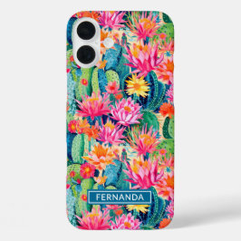 Colorful Blooming Cacti Personalized iPhone 16 Plus Hülle