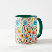Colorful Blooming Wildflower Yellow Interior Combo Tasse (VorderseiteRechts)