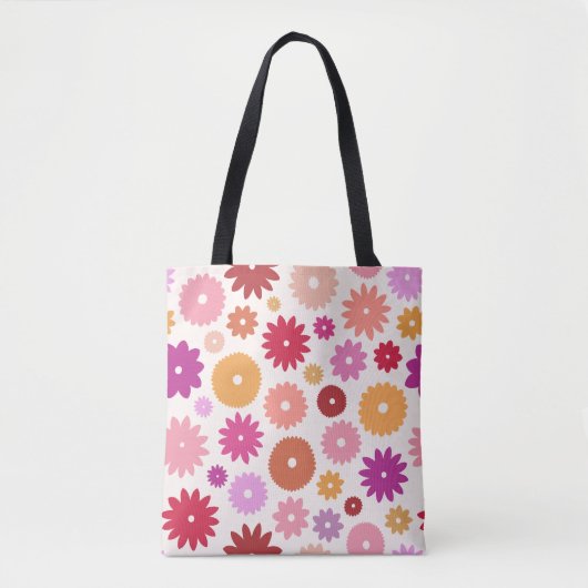 Colorful Blooms Large Pattern Tasche (Vorderseite)