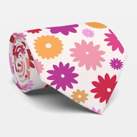 Colorful Blooms Pattern Krawatte (Gerollt)