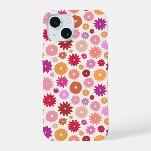 Colorful Blooms Repeat Pattern iPhone 15 Hülle (Rückseite)