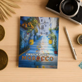 Colorful Blue Chefchaoun Marokko Medina Postkarte