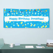 Colorful Blue & Green Confetti Boy Birthday Party Banner (Messe)