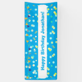 Colorful Blue & Green Confetti Boy Birthday Party Banner (Vertikal)