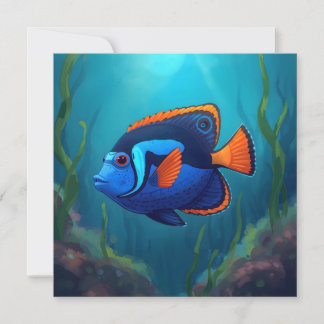 Colorful Blue Orange Tropical Fish and Coral Reef  Karte