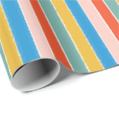 Colorful blue red pink festive stripes geschenkpapier (Rolleneckpunkt)