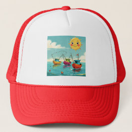  Colorful Boats Fishing Cap Truckerkappe
