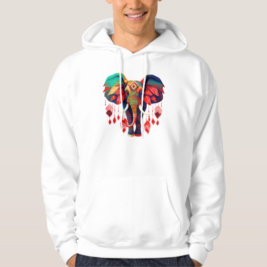 Colorful Bohemian Style Elephant Hoodie (Vorderseite)