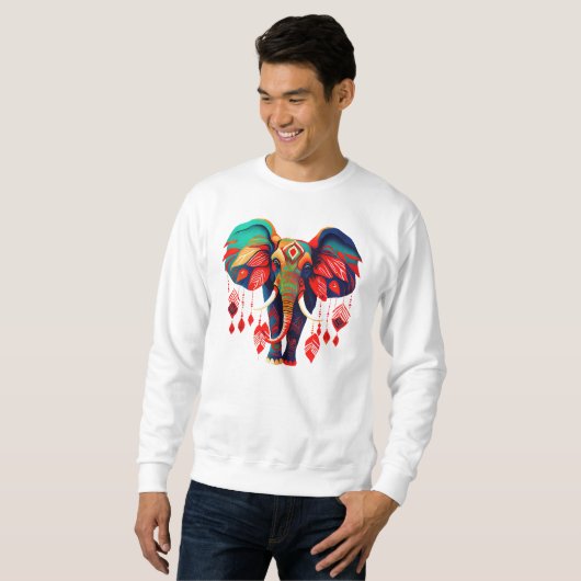 Colorful Bohemian Style Elephant Sweatshirt (Vorne ganz)