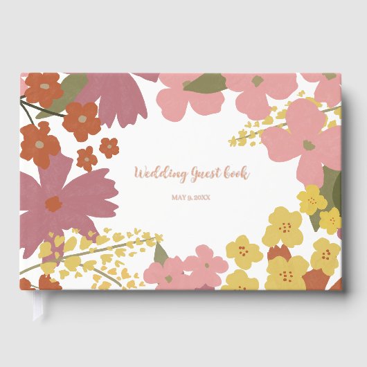 Colorful Boho Blume Wedding Guest Book Gästebuch (Vorderseite)