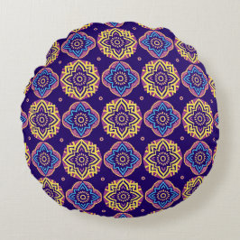 Colorful Boho Chic Mandala Pattern Rundes Kissen