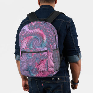 Colorful Boho Hippie Groovy Trippy Pastel Fraktal Bedruckter Rucksack
