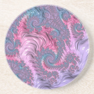 Colorful Boho Hippie Groovy Trippy Pastel Fraktal Getränkeuntersetzer