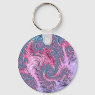 Colorful Boho Hippie Groovy Trippy Pastel Fraktal Schlüsselanhänger