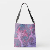 Colorful Boho Hippie Groovy Trippy Pastel Fraktal Tragetaschen Mit Langen Trägern (Rückseite)