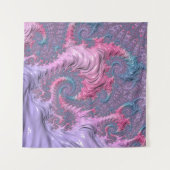 Colorful Boho Hippie Groovy Trippy Pastel Fraktal Wandteppich (Vorderseite (Horizontal))