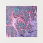 Colorful Boho Hippie Groovy Trippy Pastel Fraktal Wandteppich (Vorderseite)