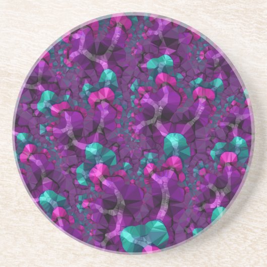 Colorful Boho Hippie Jewel Tone Low Poly Fraktal Getränkeuntersetzer (Vorne)