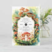 Colorful Boho Mushroom Birthday Einladung (Stehend Vorderseite)