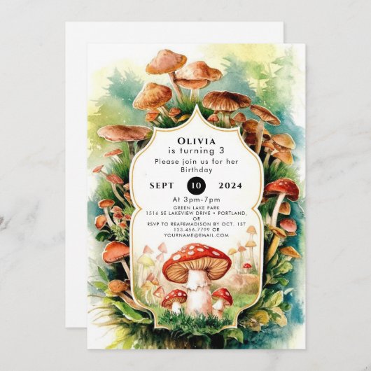 Colorful Boho Mushroom Birthday Einladung (Vorne/Hinten)