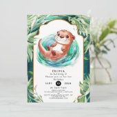 Colorful Boho Otter Birthday Einladung (Stehend Vorderseite)