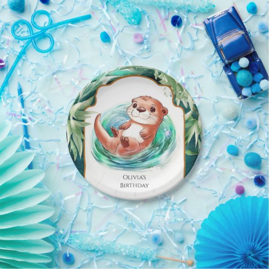 Colorful Boho Otter Birthday Pappteller (Party)