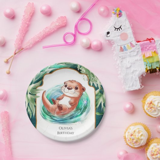 Colorful Boho Otter Birthday Pappteller (Party)