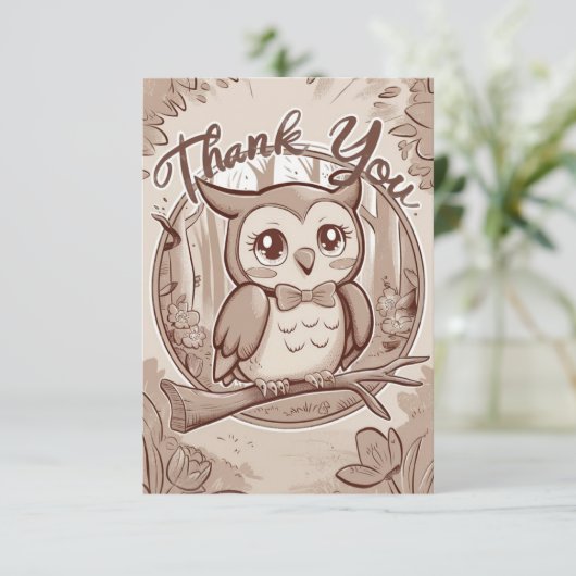 Colorful Boho Owl Dankeskarte (Stehend Vorderseite)