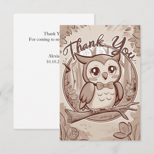 Colorful Boho Owl Dankeskarte (Vorne/Hinten)