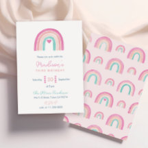 Colorful Boho Rainbow Hearts Girl Birthday Party