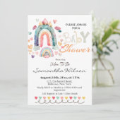 Colorful Boho Rainbows Baby Dusche Einladung (Stehend Vorderseite)