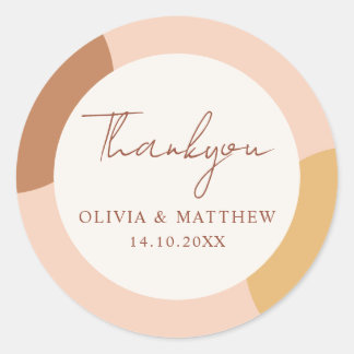 Colorful Boho Retro Arches Thank You Wedding Runder Aufkleber