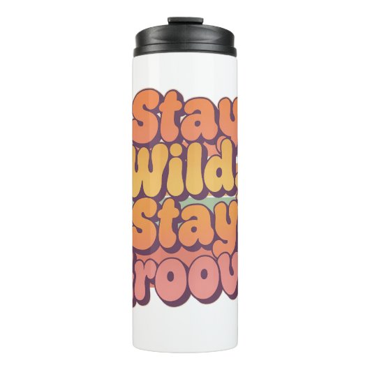 Colorful Boho Retro Stay Wild Stay Groovy Thermosbecher (Vorderseite)